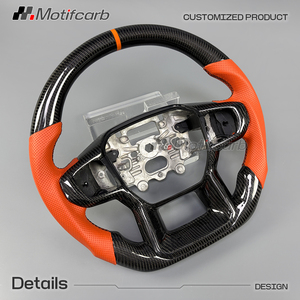 Volante Personalizado de Fibra de Carbono con Empuñaduras de Cuero Naranja, Accesorios Interiores para Automóviles, Mejora para Ford Ranger Raptor 2023-2026 - Product Image 3