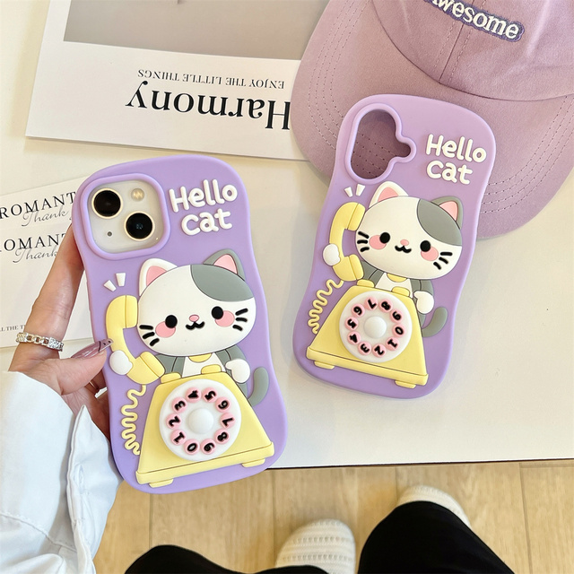 High Quality Cute Cartoon Cat Silicone Mobile Phone Accessories Case for iPhone 17 16 15 Pro Max Silicon Cases Phone Back Cover