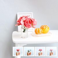 Vases en verre à fleurs roses miniatures faits à la main à l'échelle 1:12 bouteilles en résine Micro décorations de paysage pour jardin féerique