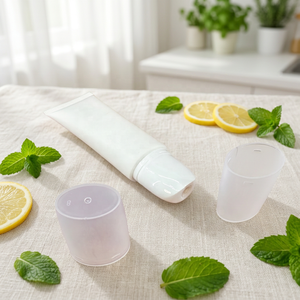 Tube ovale en plastique blanc cosmétique 20 ml avec applicateur fonctionnel, bouchon à vis, finition mate, matériau PP pour emballage de soins de la peau et de massage - Product Image 2