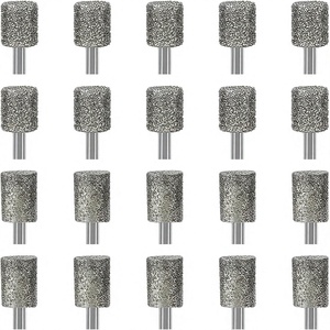 Jeu de fraises diamantées pour meuleuse <span class=keywords><strong>Dremel</strong></span>, grain 46/150, 20 pièces, tige de 1/8 pouce, disques de coupe, gravure sur pierre, meulage, bijoux - Product Image 1