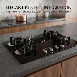 Cuisinière hybride 5 feux gaz et électrique encastrable en acier et verre avec allumage automatique - Product Image 6