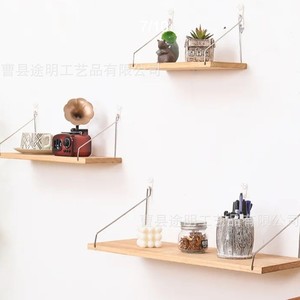 Wooden <b>Wall</b>-<b>Mounted</b> <b>Shelf</b> Rectangle Multipurpose Durable Storage For Home Bedroom Study Bathroom - Product Image 2