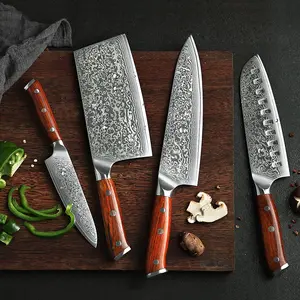 XINZUO מכירה לוהטת גבוהה-סוף שף סכיני Rosewood ידית יפני דמשק פלדת סכין מטבח סט