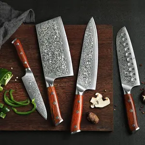 Xinzuo Hot Koop High-End Chef Messen Palissander Handvat Japanse Damascus Staal Keukenmes Set