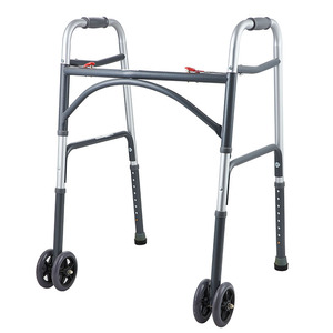 Marcheur pliant bariatrique à deux boutons standard adulte Rollator réglable facile en aluminium léger - Product Image 5
