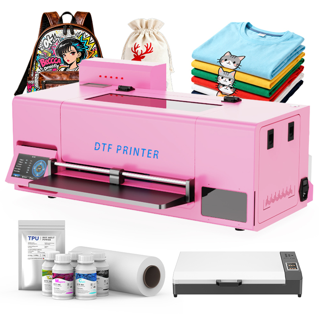 New Pink A3 DTF Printer with XP600 Printhead Automatic Cleaning System Advanced Design for Professional Garment Decoration