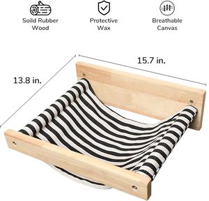 Modern Eco-Friendly Wooden Cat Hammock Wall-Mounted <strong>Pet</strong> <strong>Bed</strong> with Intriguing Print for Resting and Leisurely Climbing - Product Image 2