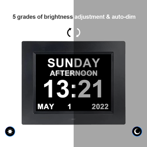 Horloge numérique avec calendrier, alarme, jour, date, mois, année et température, 8 pouces, <span class=keywords><strong>pour</strong></span> personnes âgées atteintes de démence ou d'<span class=keywords><strong>Alzheimer</strong></span>, modèle 2024 - Product Image 5