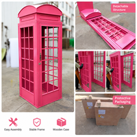 Cabine téléphonique vintage londonienne en fer blanc, livre d'or audio, décoration florale pour mariage, événement, accessoire de photomaton pour lieu de réception