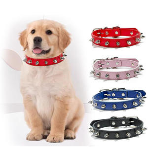 Modern Solid PU Leather Heavy Duty Comfortable Soft Pet <b>Dog</b> <b>Collar</b> with Rivet - Product Image 3