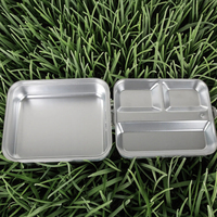 Ensemble de cuisine portable en aluminium 2 en 1, 3 compartiments, assiette à déjeuner pour le bureau, le sport, l'escalade, le camping en plein air
