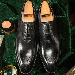 2024 High Quality Handmade Full-Grain Genuine Leather Pointed Breathable Oxford Dress Shoes Rubber Outsole <b>EVA</b> for Men Business - Product Image 1
