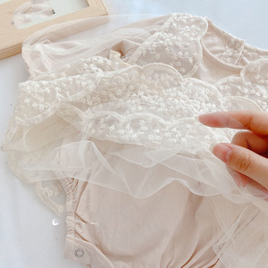 ชุดรอมเปอร์แขนยาวสำหรับเด็กทารกชุดรอมเปอร์ผ้าตาข่ายลูกไม้สำหรับเด็กผู้หญิงฤดูใบไม้ผลิ - Product Image 5