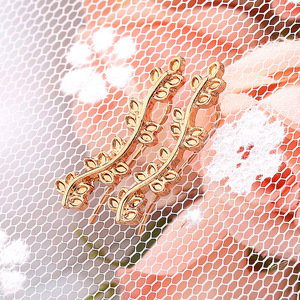 Orecchini a strati con foglie e rami per donna, design botanico curvo, gioielli naturali alla moda per le orecchie - Product Image 4