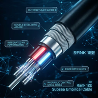 Câble Umbilical Composite Sous-Marin PrimePro |   Indice d'étanchéité IP68, profondeur de 4000 m, durée de vie de 25 à 30 ans |   Fibre optique intégrée pour alimentation haute tension