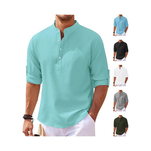 Polo à manches longues pour homme Tk, blanc, respirant, col montant, vêtement décontracté, fibre de polyester DF-87 - Product Image 4