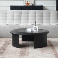 Table basse ovale contemporaine en bois et verre noir VOXHOME USA en stock pour livraison directe