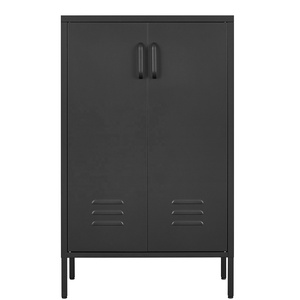 Produsen furnitur rumah kabinet penyimpanan besi pintu magnetik desain modern 2 pintu gembok kabinet logam kaki tinggi - Product Image 2