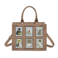 Sac à bandoulière zippé élégant de petite capacité, imprimé motif chat elfe, style luxe léger, nouvelle collection transfrontalière Europe-Amérique 2026