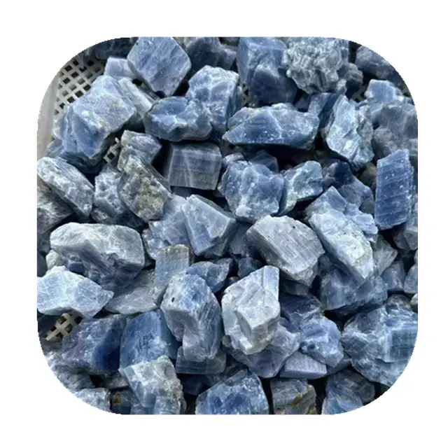 도매 천연 절단되지 않은 보석 원시 크리스탈 치유 돌 가정 장식을위한 푸른 방해석 거친 돌