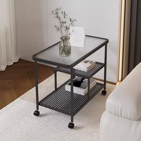 Table d'appoint en verre de haute qualité pour petit salon, table basse mobile pour coin canapé avec roulettes