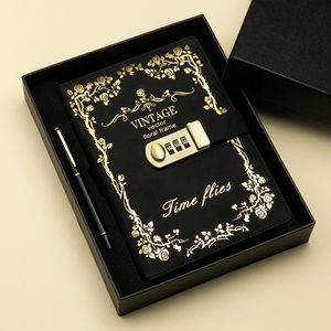 Tùy Chỉnh Bìa Cứng Cổ Điển Mật Khẩu Khóa Nhật Ký A5 Bí Mật Cầu Nguyện Tạp Chí PU Da Bìa Khóa Nhật Ký Máy Tính Xách Tay Với Kim Loại Khóa - Product Image 2