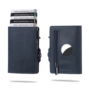Custom Logo RFID Bifold Credit Cardholder Crazy Horse Leather Popup Short Open Closure <b>Smart</b> <b>Wallet</b> for Unisex - Product Image 1