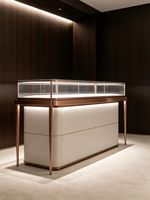 Vitrine à bijoux en verre minimaliste moderne avec éclairage LED, écologique, pour accessoires de luxe, idéale pour les comptoirs de magasin