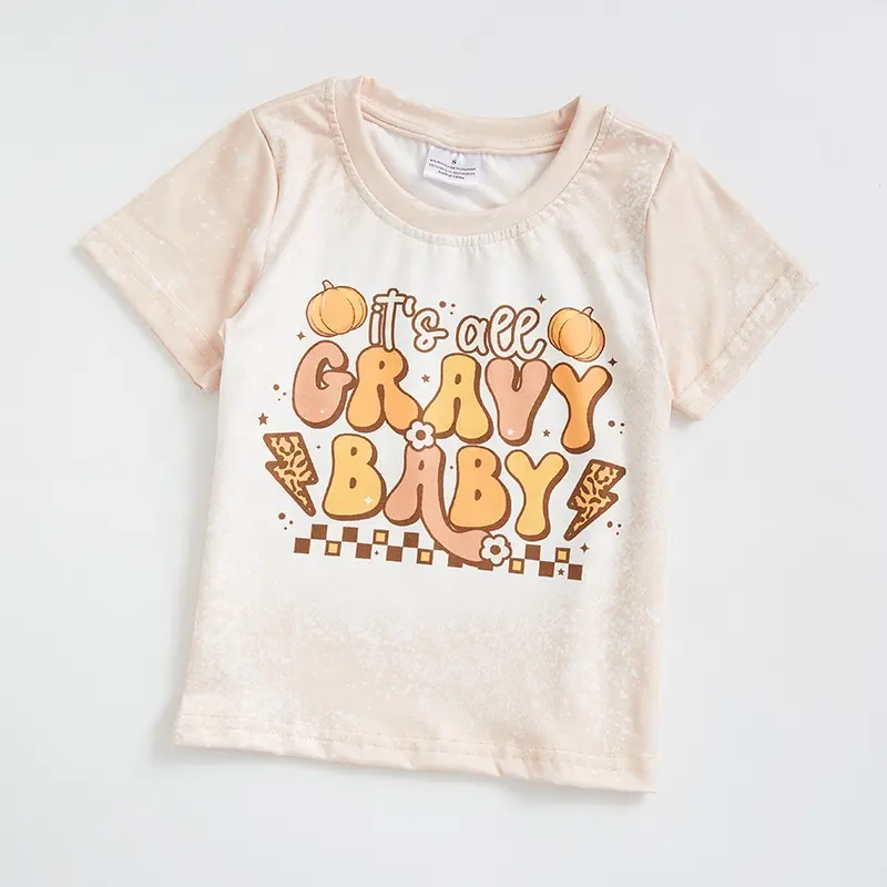 Girlymax sonbahar şükran tatlı sos bebek kısa kollu bebek kız T-shirt