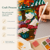 Kit de Peinture Diamant KS Craft Ours Mignon Fleuriste, Perles Rondes, Art Diamant Scintillant, Bricolage Décoration Maison Chaleureuse