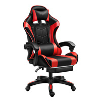 Chaise de bureau à domicile sillas gamer bon marché meuble appui-tête souple chaise de jeu en cuir avec repose-pieds