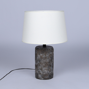 Vintage Handmade Ceramic <b>Table</b> <b>Lamp</b> Textured Pottery <b>Base</b> with Fabric Shade Warm Accent <b>Lamp</b> for Bedroom and Living Room - Product Image 3