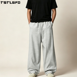 Pantalones Balloon OEM/ODM para Hombre, Gris Jaspeado, con Cordón, Pierna Ancha, Oversize, Estilo Urbano, Venta al por Mayor a Granel - Product Image 2
