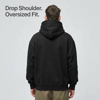 Großhandel Benutzerdefiniertes Logo Herren Schwergewichts-Hoodie Baumwolle Drop-Shoulder Einfarbiger Fleece-Pullover mit Tasche Sweatshirt