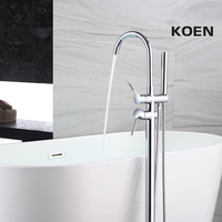 Robinet de baignoire sur pied H59 en laiton, mitigeur de baignoire autoportant avec douchette, style moderne de luxe léger pour villa, à poignée unique en céramique