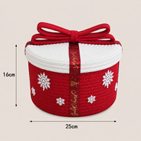 Panier de rangement rond en corde de coton pour Noël, organisateur de bureau pour articles divers, collations, cosmétiques