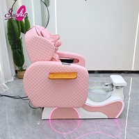 Chaise de pédicure de qualité professionnelle pour spa, inclinable, avec lumière d'ambiance LED et bassin en verre pour les soins des pieds