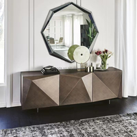 Table console en bois au design moderne et à la mode Buffet noir mat et doré Armoire à manger