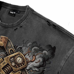 Oversized Punk Graphic <b>Vintage</b> Acid Wash Distress Men's Breathable T-Shirts Casual Streetwear High Quality <b>Tees</b> for Wholesale - Product Image 6