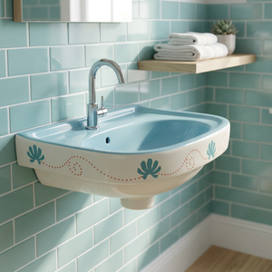Modern Square Ceramic Wall Hung Wash Basin Compact Hand Wash Sink for Mall Hotel Commercial Bathroom Projects - Product Image 3
