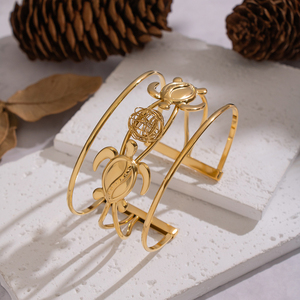 X&L โบโฮ โอเชียน มัลติ โมทีฟ คัฟ แบรนด์เล็ต 18K ชุบทองสแตนเลสกันน้ำกำไลข้อมือแฟชั่นเครื่องประดับสำหรับผู้หญิงขายส่ง - Product Image 6