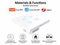 Interruptores de Pared Inteligentes OCY Zigbee con Control Remoto por Voz y Temporizador, Monitoreo de Energía, Control por Aplicación Tuya, Retención Magnética, para Hogar Inteligente