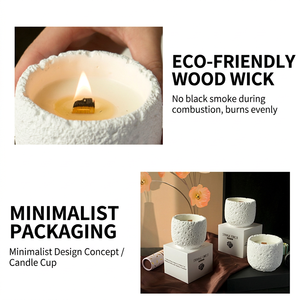 Bougie parfumée artisanale en cire de soja LANJO, pot rond minimaliste en céramique, aromathérapie florale végétale, décoration d'intérieur, 40-45 heures - Product Image 5