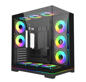 Boîtier de <span class=keywords><strong>PC</strong></span> de jeu ATX avec refroidissement par flux d'<span class=keywords><strong>air</strong></span>, design le plus récent, panoramique, sans outils, avec 2 ventilateurs arrière - Product Image 1