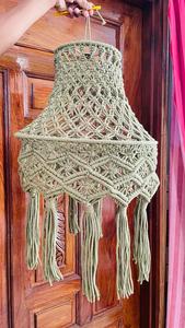 Bohemian <b>Macrame</b> Lampshade Handmade Cotton Pendant <b>Light</b> Cover Irregular Tassel Hanging Lamp <b>Shade</b> for Home Decor - Product Image 2