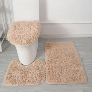 Tapis de bain 3 pièces ensemble tapis de pied couvercle de toilette couverture tapis Kit antidérapant moelleux maison tapis pour salle de bain