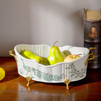 Plateau de fruits en céramique pour la maison de luxe européen de haute qualité Villa salon rétro paon grand plateau de fruits en laiton ornement