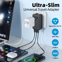 Worldplug Chargeur de voyage multi-ports à charge rapide, design fin, GaN 100W, adaptateur de prise de voyage universel international pour téléphone