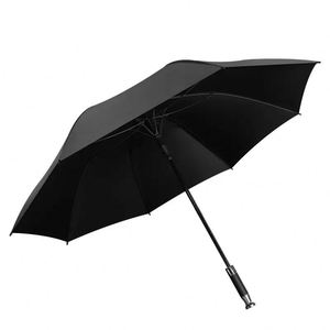 Parapluie publicitaire personnalisé avec logo métallique, manche long droit, revêtement noir, parapluies de golf en pongé - Product Image 2